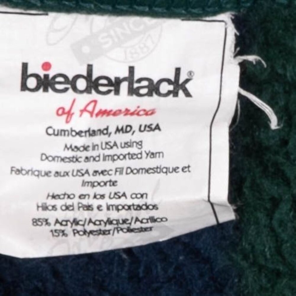 Biederlack Horse Foal Throw Blanket VTG Plaid Border Green Blue Running USA - Picture 8 of 8